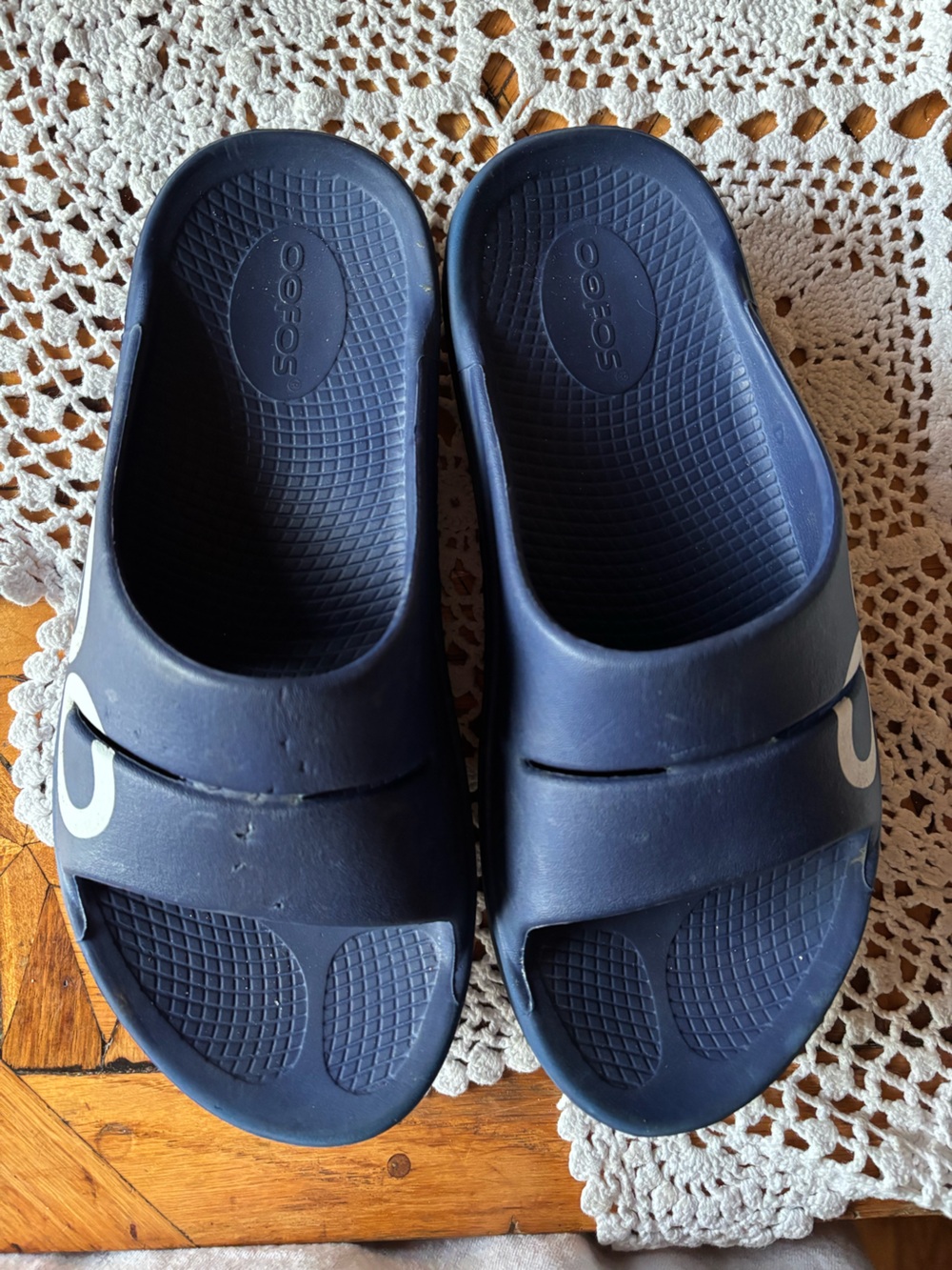 Oofos Women’s Navy Blue Slip-On Slide Sandals